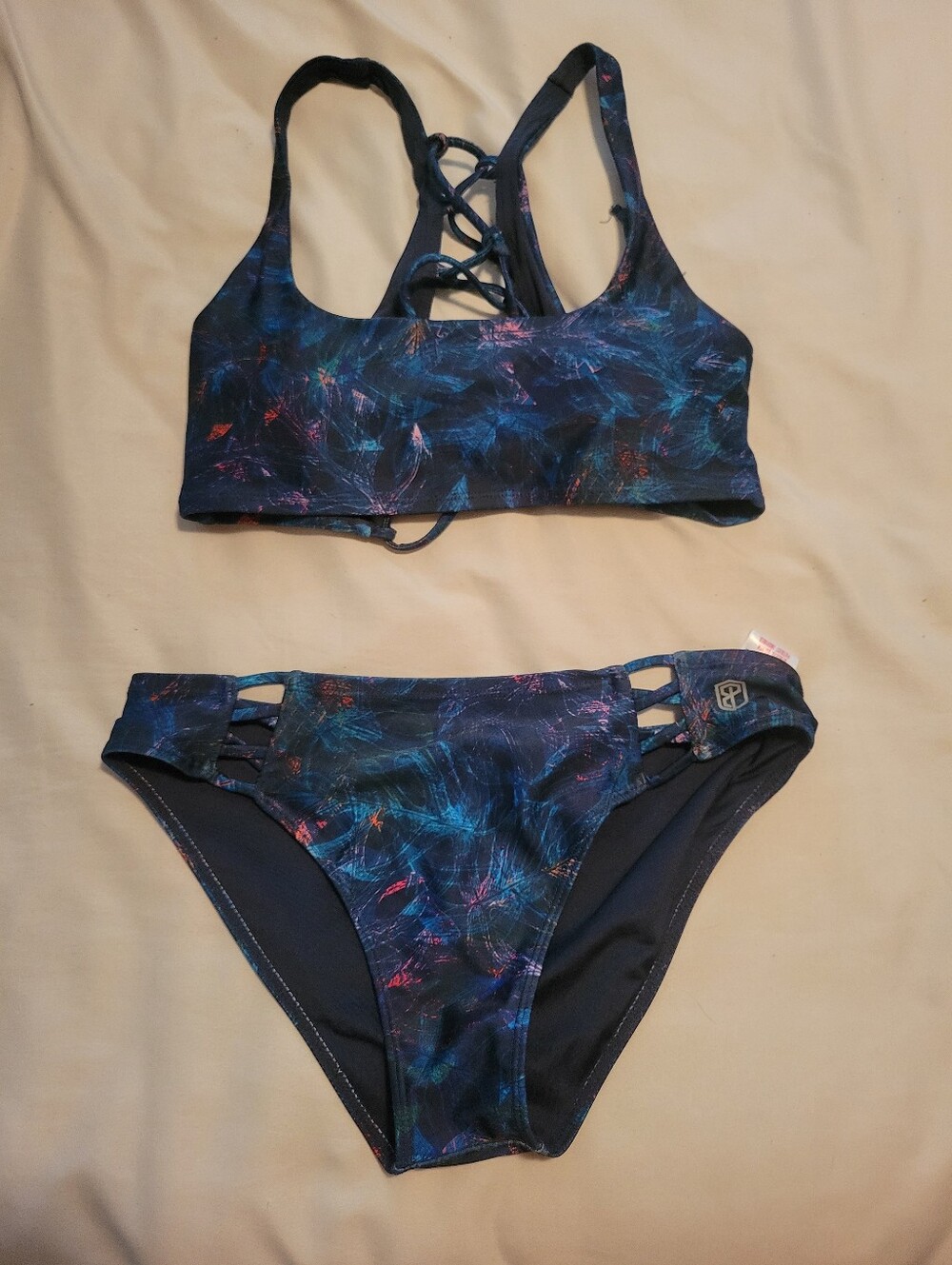 NWOT - BORN PRIMATIVE -Women's Blue Abstract Strappy Bikini Set